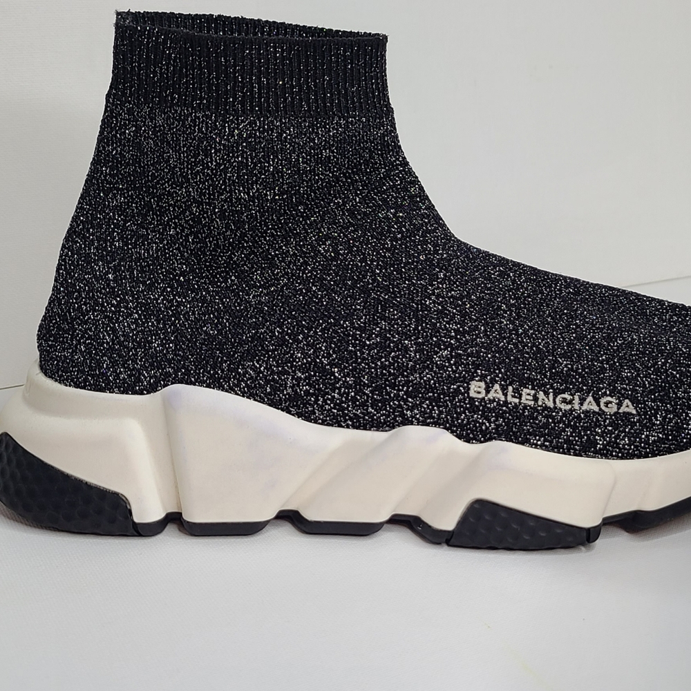 - Balenciaga Metallic Black Speed cloth Trainers Limited Edition (Size 37) - Picture 4 of 6